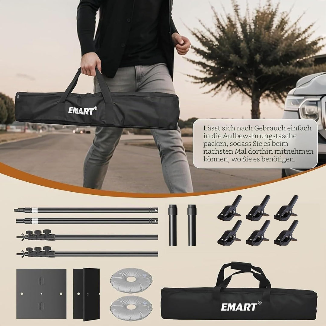 EMART Foto Hintergrund Ständer mit Stahlsockel, 2,6m x 3m Verstellbarer Hintergrundsystem, Hintergru