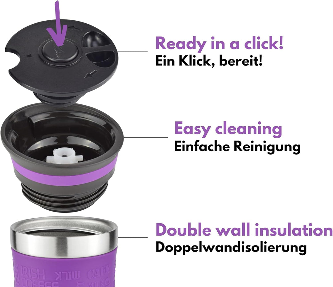 Milu Thermobecher 370ml 450ml Isolierbecher Kaffeebecher to go - 100% Auslaufsicher - Trinkbecher au