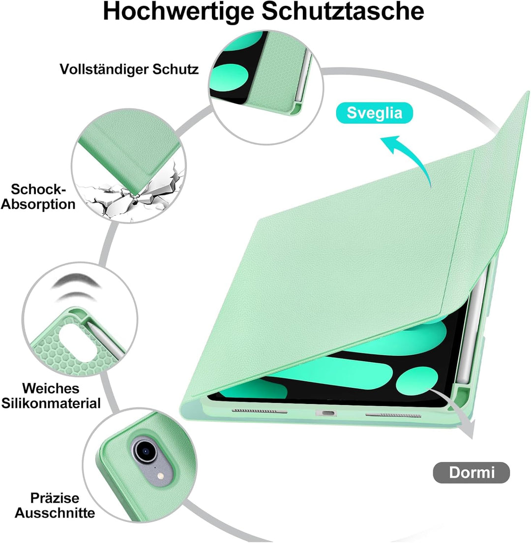 IVEOPPE Tastatur für iPad mini 7 (A17 pro) 2024 / Mini 6 2021, Hülle mit Tastatu Magnetisch Bluetoot