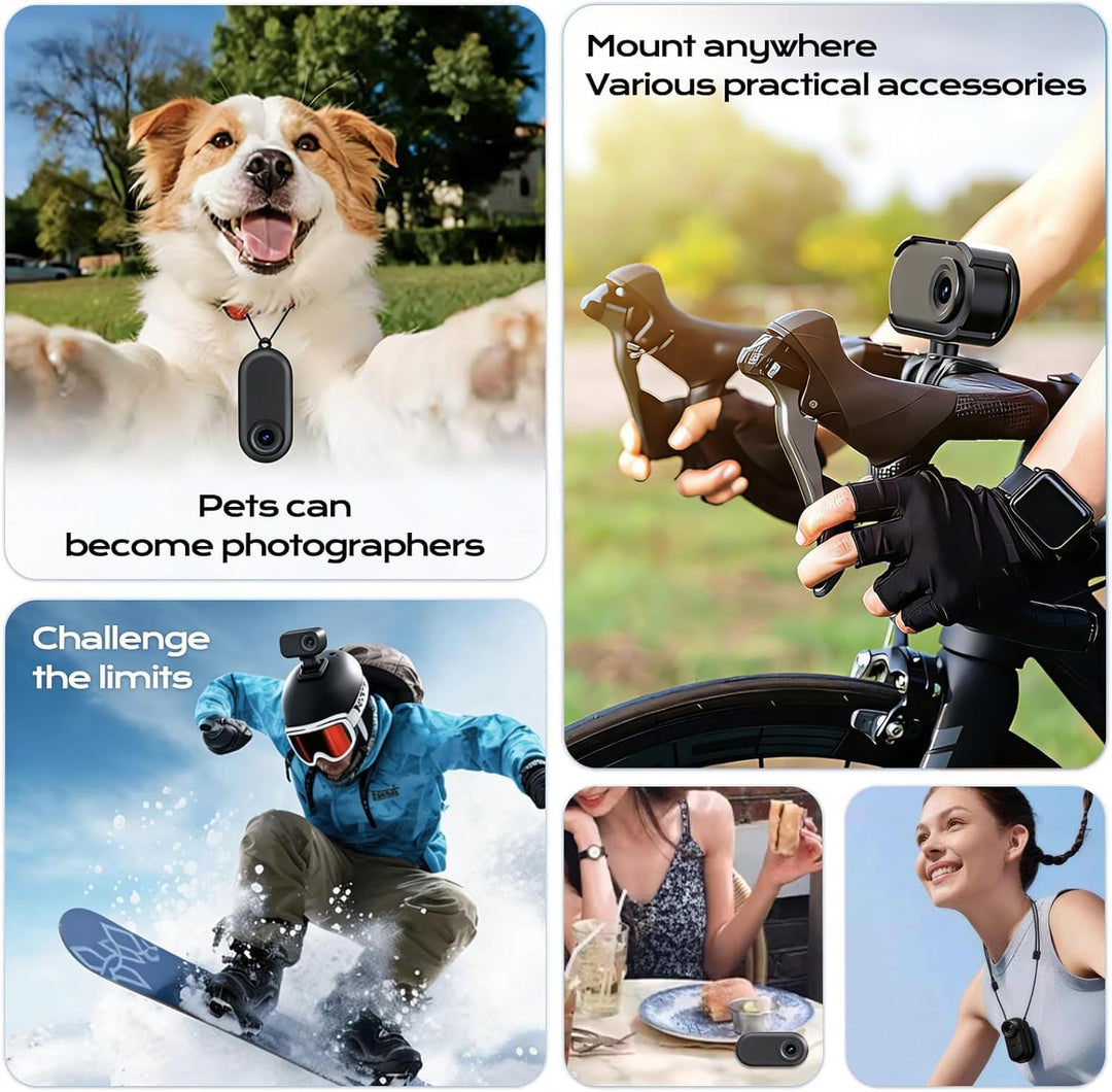 Mini Action Cam 1080P,Action Camera,Tragbare Kamera mit 360° Drehbarem Clip und Magnetclip,Mini K-Am