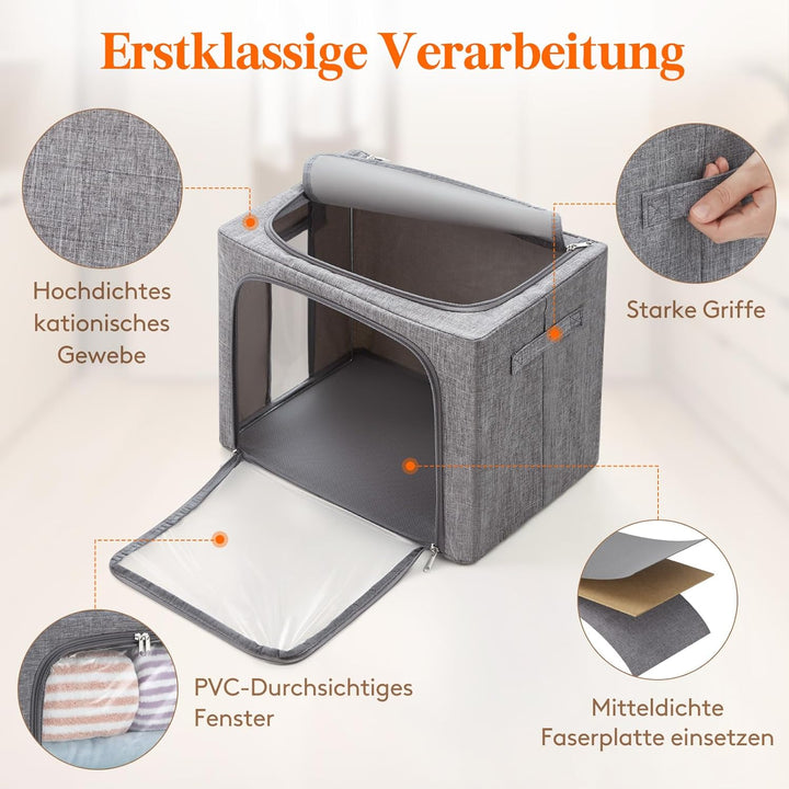 Lifewit 40L Aufbewahrungsbox mit Deckel, Kleidung Aufbewahrung, Faltbare Kleideraufbewahrung mit Met