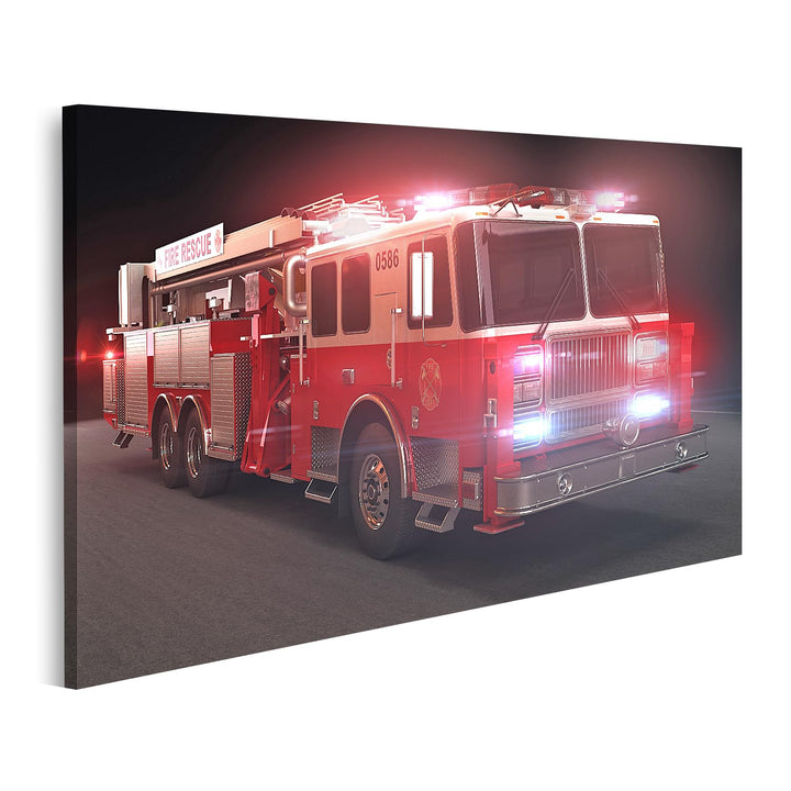 islandburner Bild auf Leinwand Feuerwehrauto Mit Lichtern Kinderzimmer Bilder Wandbilder Poster Lein