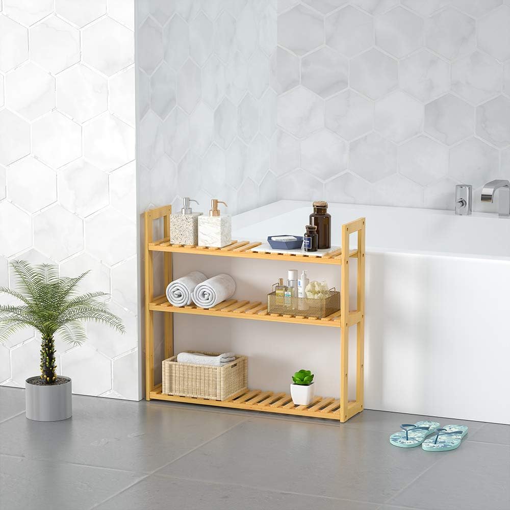 Casaria® Wandregal Holz Hängeregal 60x54cm 3 Ablagen Belastbarkeit 30kg Bad Wohnzimmer Flur Kinderzi
