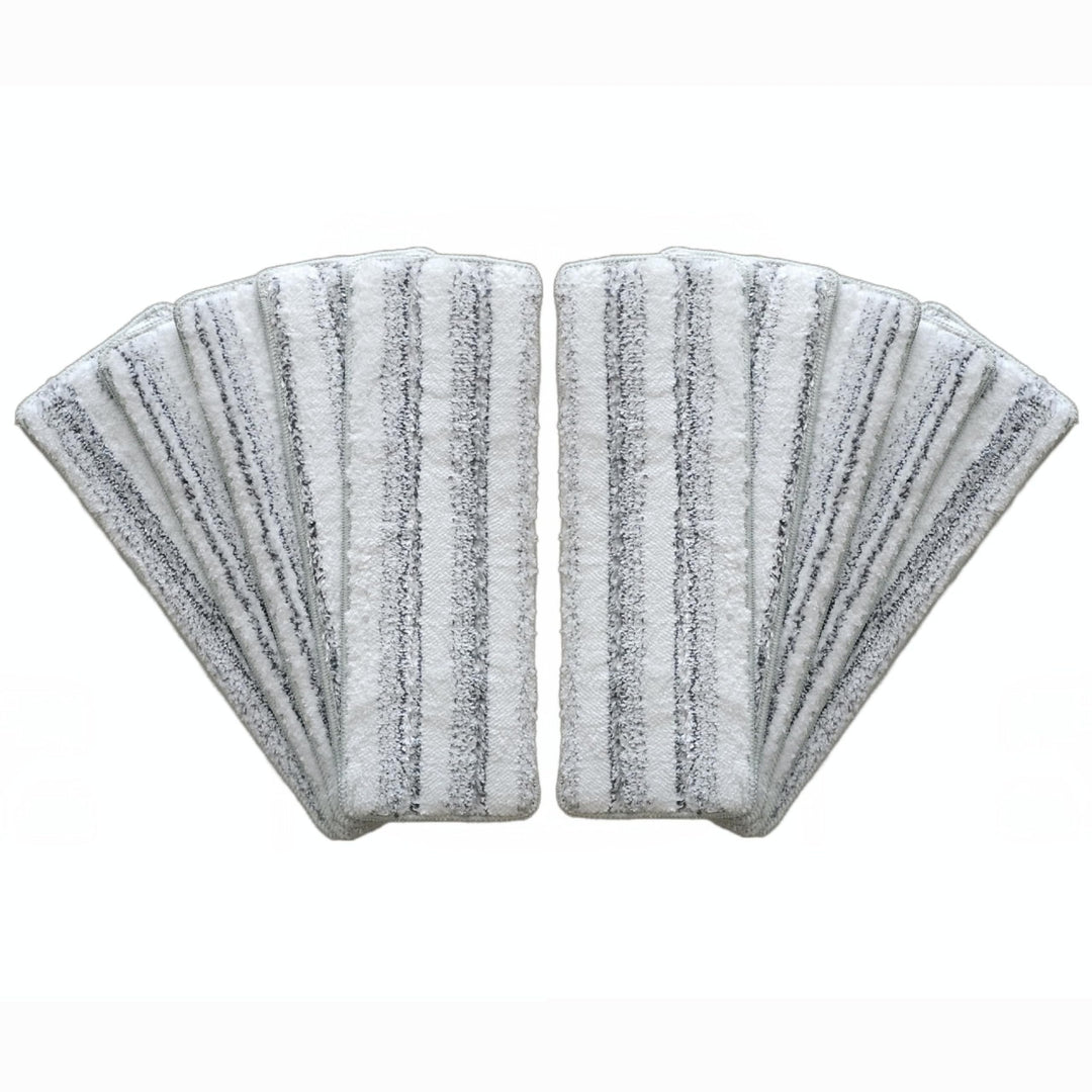 10er Set Flache Wischmopp Pads aus Mikrofaser – Waschbare Reinigungspads 12 x 33 cm – Ersatzpads für