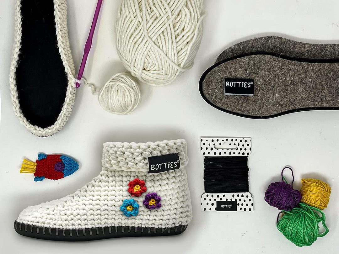 Botties X Schachenmayr Kids Kit weiss/bunt Häkel-Kit 32/33 EU Weiss Bunt, 32/33 EU Weiss Bunt
