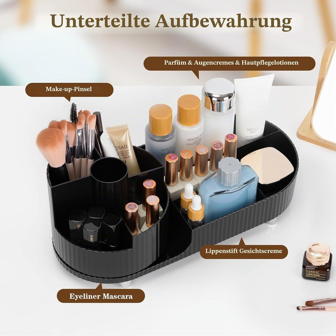 Cinnani Make Up Kosmetik Organizer, 360° Drehbarer Beauty Organizer, Multifunktionale Kosmetikaufbew