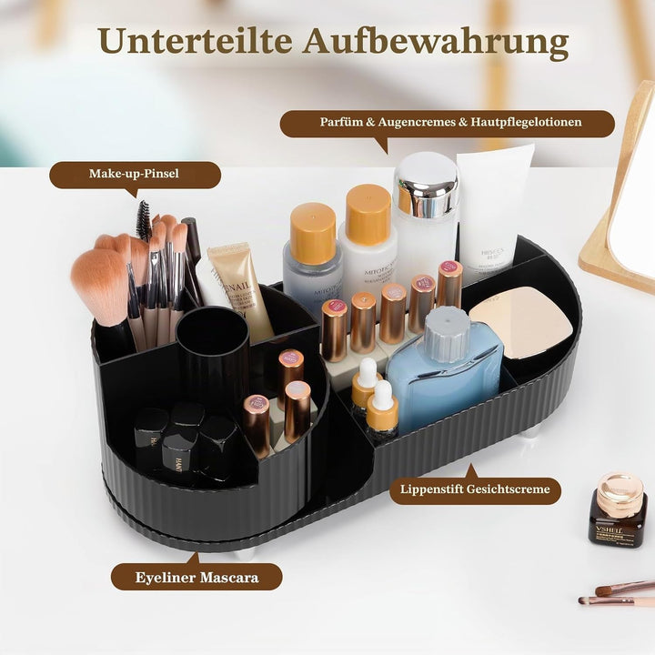 Cinnani Make Up Kosmetik Organizer, 360° Drehbarer Beauty Organizer, Multifunktionale Kosmetikaufbew