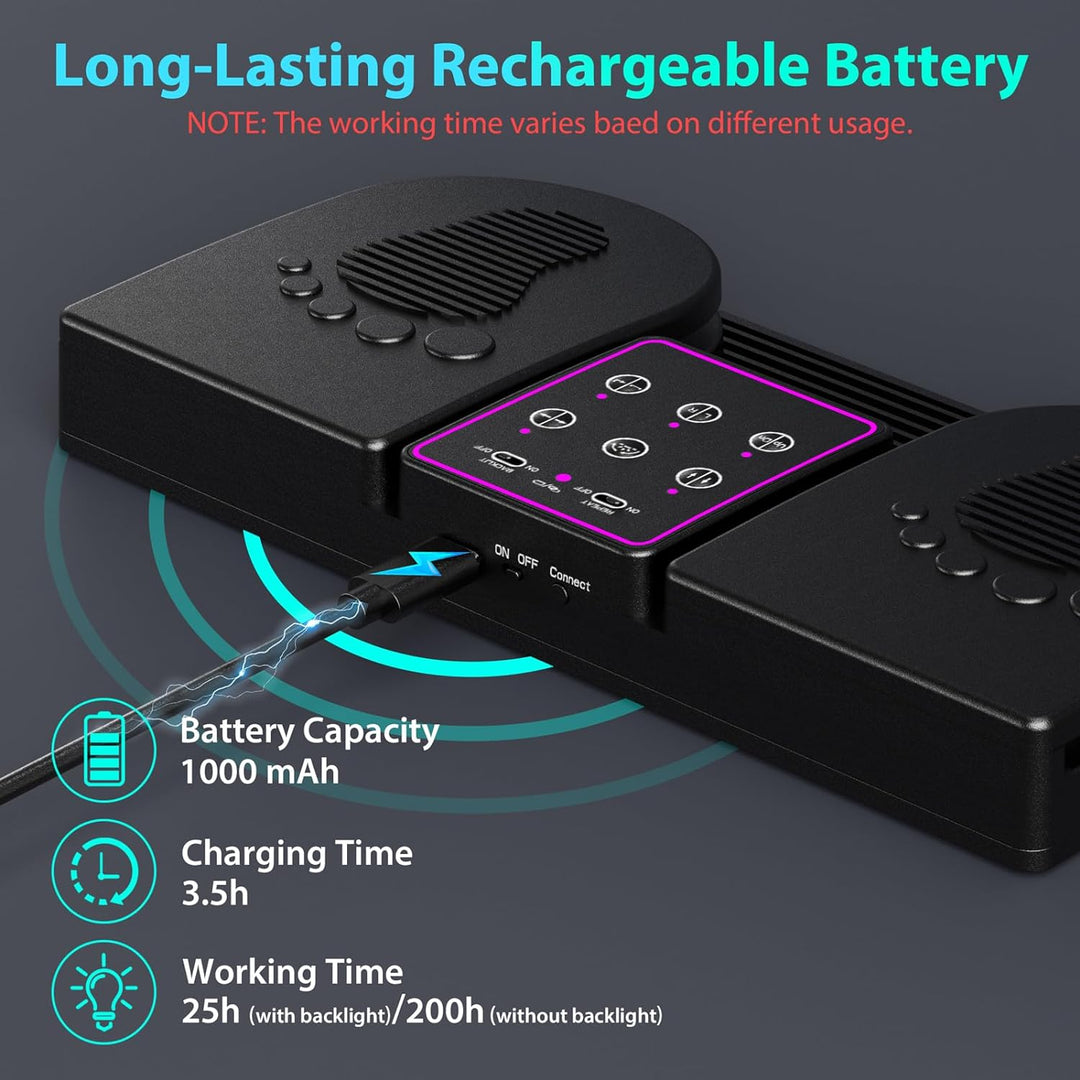 Doohoeek Bluetooth Page Turning Pedal, Page Turner Kabellos, Wiederaufladbares Universal-Fusspedal m