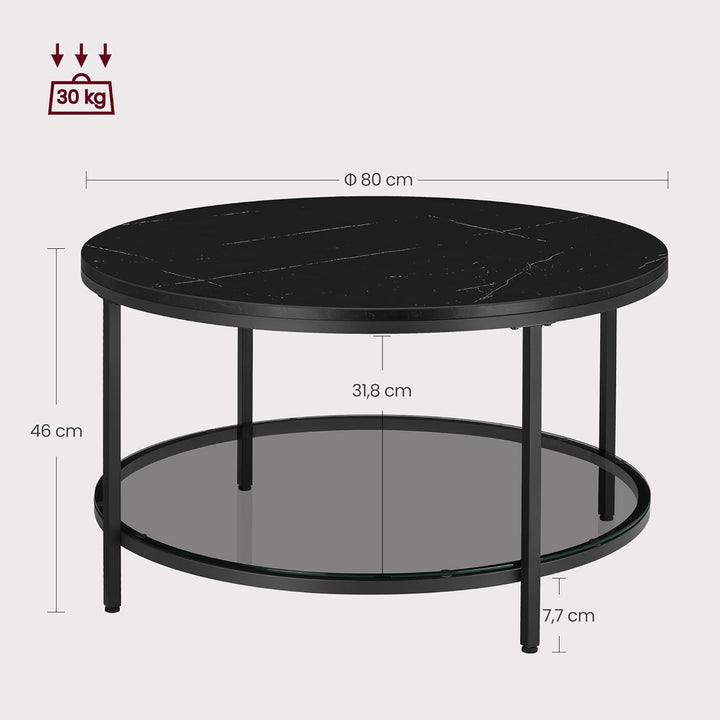 VASAGLE Couchtisch, Wohnzimmertisch, Sofatisch, für Wohnzimmer, mit Glasplatte, viel Stauraum, einfa
