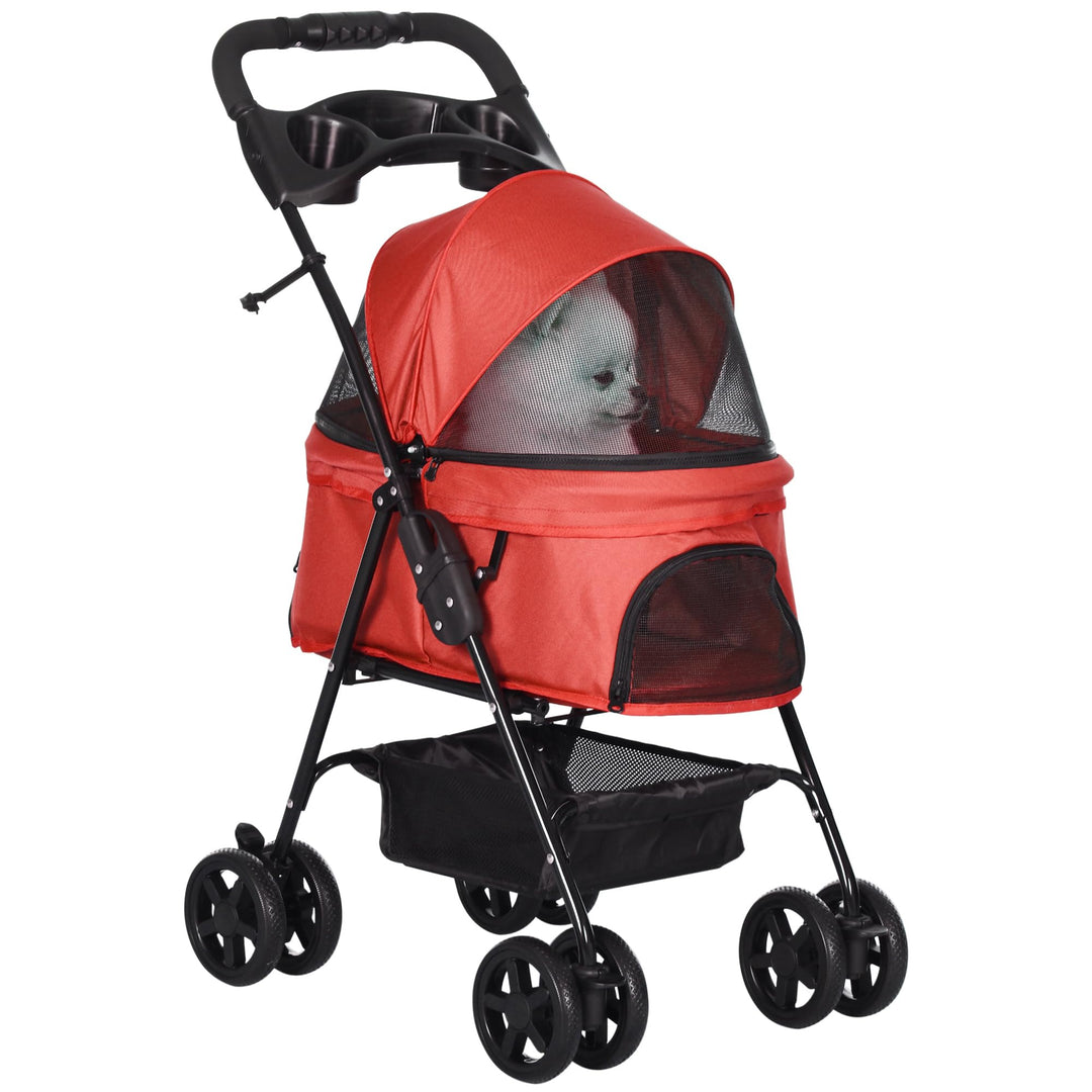 PawHut Hundewagen Hundebuggy klappbar für Hunde & Katzen bis 4 kg Katzenbuggy mit Netzfenster Aufbew