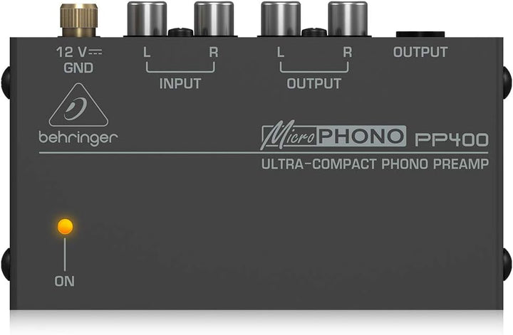 Behringer PP400 Mikrofon Plattenspieler Vorverstärker, Schwarz & Goobay Audio/Video Kabel (3,5mm Ste