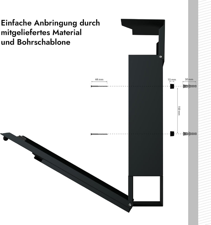 Forgard Briefkasten Anthrazit mit Zeitungsfach (RAL 7016), personalisiert, Postkasten Modern aus Zin