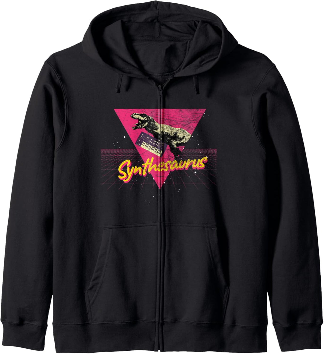 Synthwave Synthesaurus Funny Synthesizer Nerd Analog Vintage Kapuzenjacke