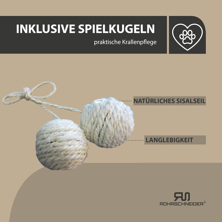 Rohrschneider Katzenbett Cordstoff mit Spielkugelset (Taupe, breiter Cordstoff) Taupe breiter Cordst