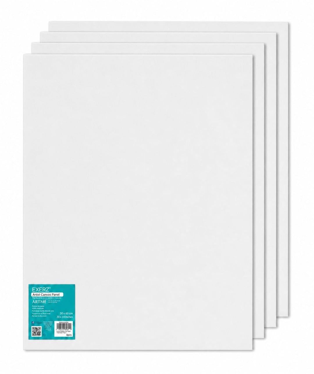 EXERZ 50x60cm Malkarton/Leinwand-Panele 4 Stück 0.3cm dick/Kunstleinwandtafel / 280GSM/ Vorgespannt