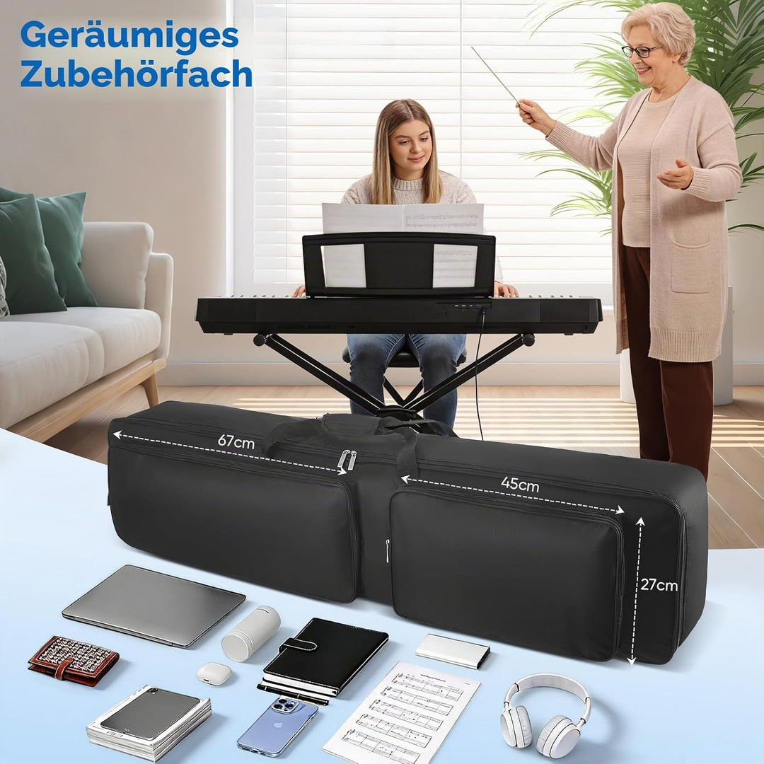 88 Tasten Keyboard Tasche, Tragbare Gigbag Zwei-Möglichkeiten E-Piano Tasche Gepolstert aus 600D Rob