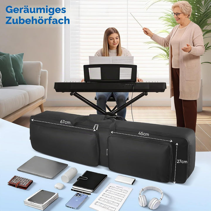 88 Tasten Keyboard Tasche, Tragbare Gigbag Zwei-Möglichkeiten E-Piano Tasche Gepolstert aus 600D Rob