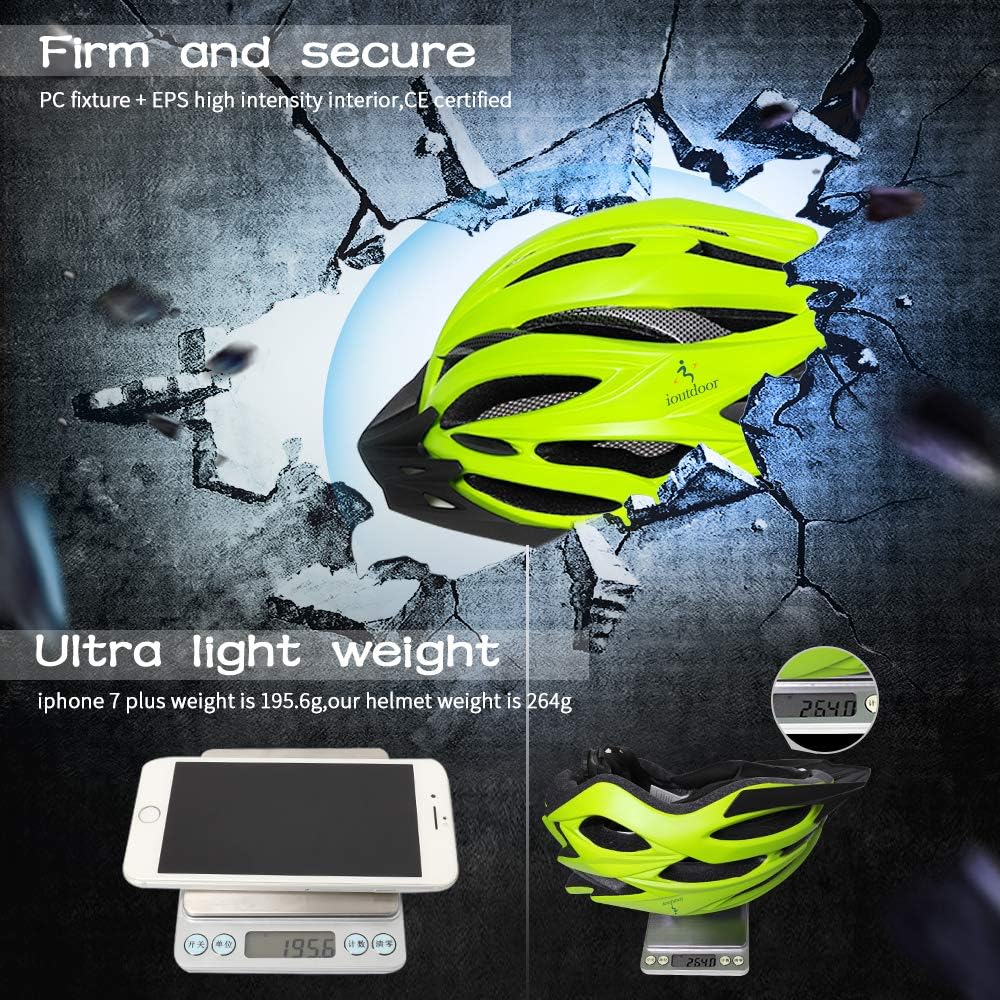 ioutdoor Premium Fahrradhelm, CE CPSC Zertifikat, Radhelm mit Abnehmbarer Sonnenblende und Insektenn