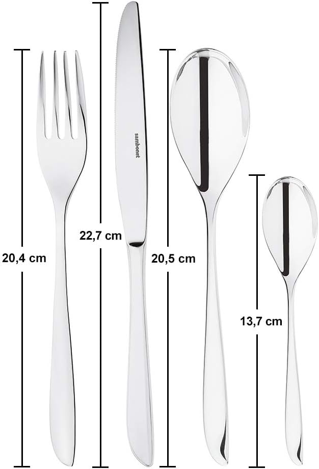Sambonet Leaf Besteck, Edelstahl, Grau, Set 6 personen-24 teilig, 24 Set 6 personen - 24 teilig, Set