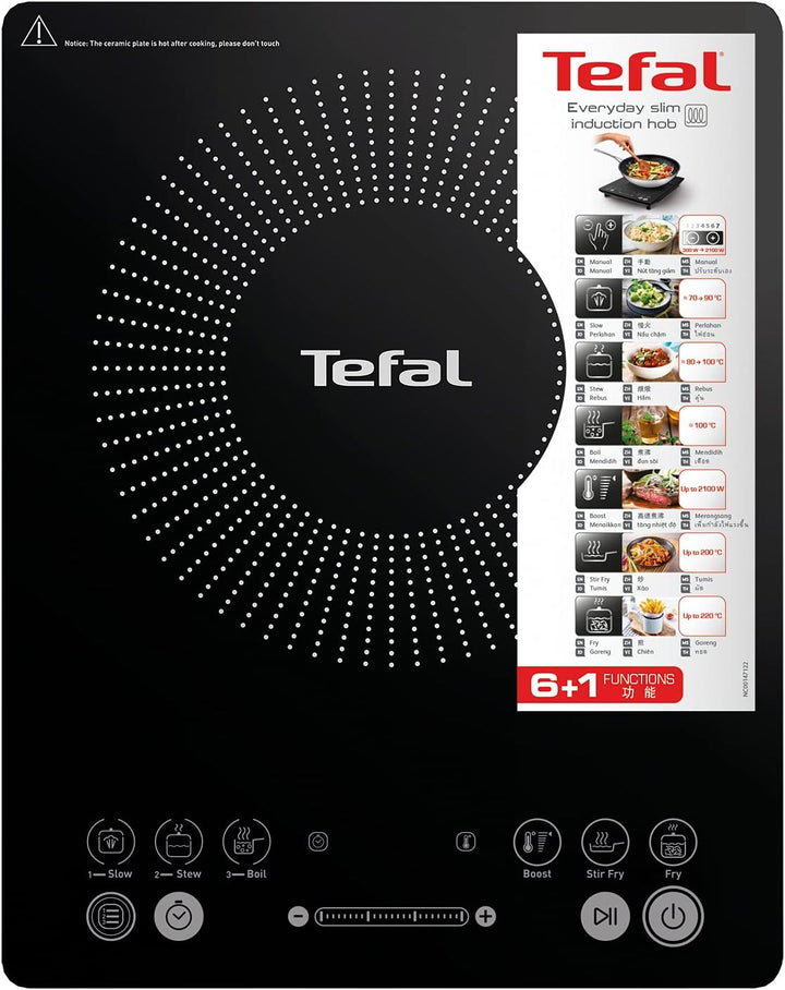 Tefal IH2108 Everyday Slim Induktionskochplatte | 300 - 2100 Watt | 6 Kochprogramme | Digitalanzeige
