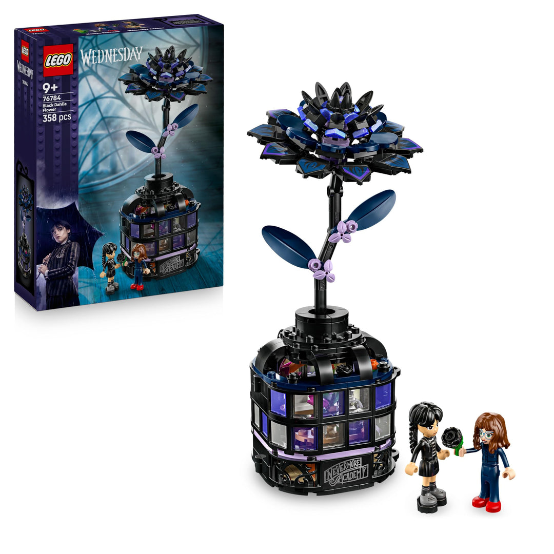 LEGO Wednesday Schwarze Dahlie Spielzeug - Spielset zum Bauen und Ausstellen mit 2 Minifiguren &amp; Zub
