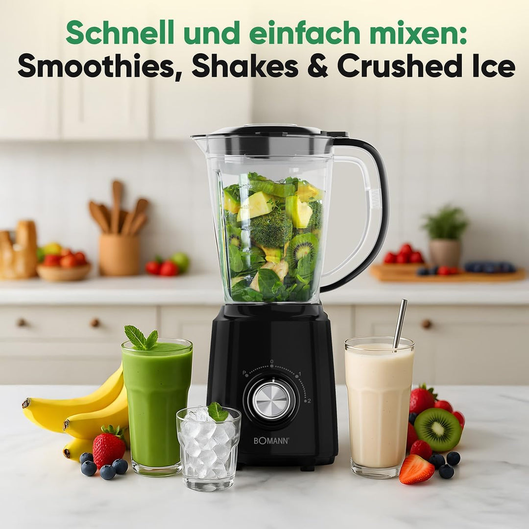 Bomann® Standmixer 500W | Mixer | BPA frei | 4-fach Edelstahl-Messer rostfrei | 1,5L Smoothie Maker