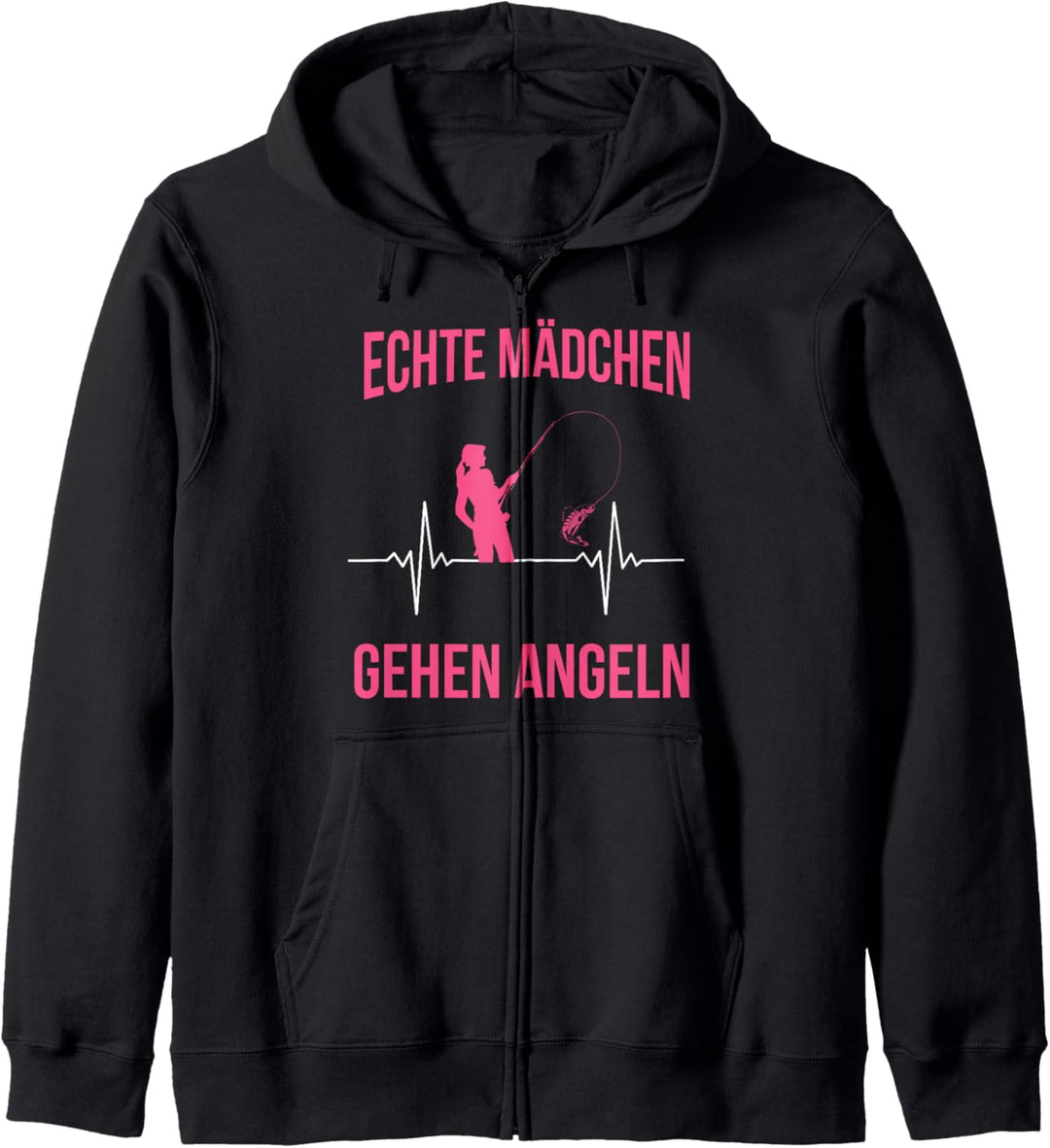 Echte Mädchen Gehen Angeln Herzschlag Kapuzenjacke