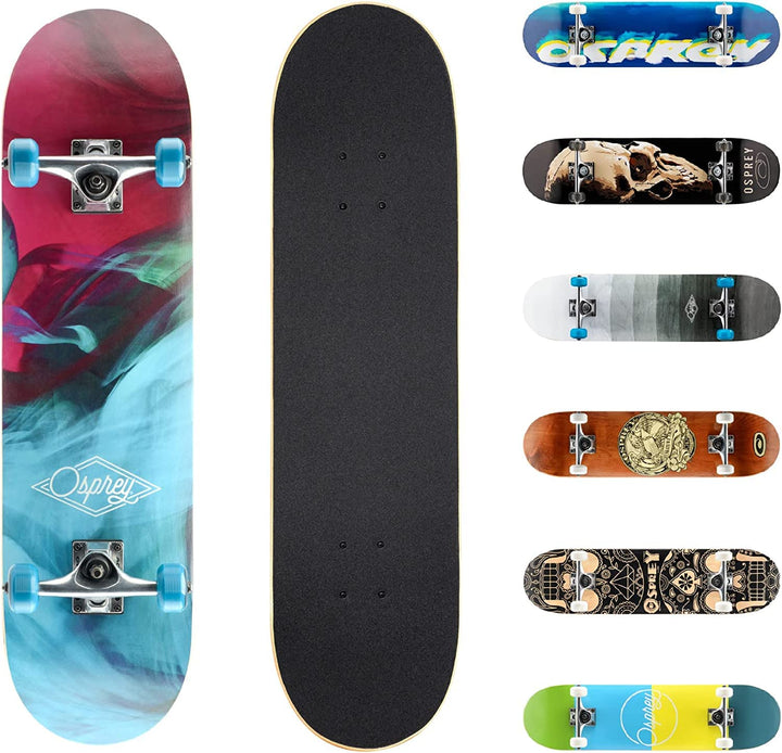 Osprey Komplettes Skateboard, 78,7 x 20,3 cm, Doppel-Kick-Skateboard für Kinder und Erwachsene, konk