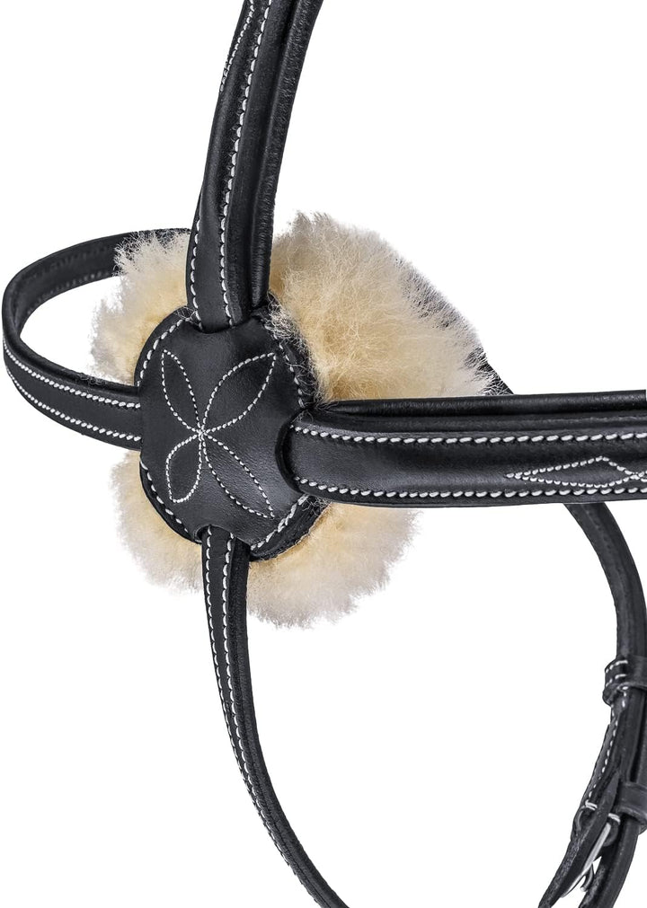 SUNRIDE mexikanische Trense Acapulco mit Zügel - aus Echtleder mit Fell, gepolstert, anatomisch (Ful