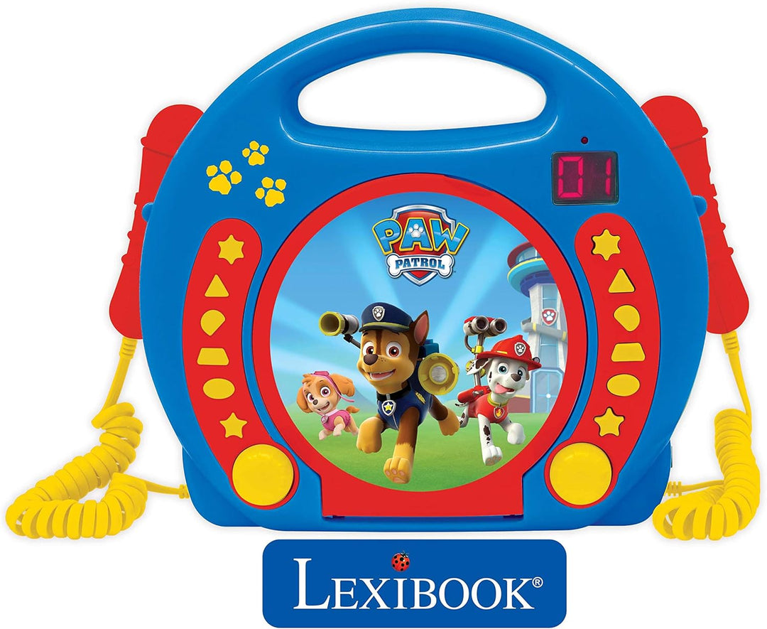 Lexibook, Paw Patrol, Tragbarer CD-Spieler mit Mikrofonen, Musikwiedergabe, Wiederholung und Program
