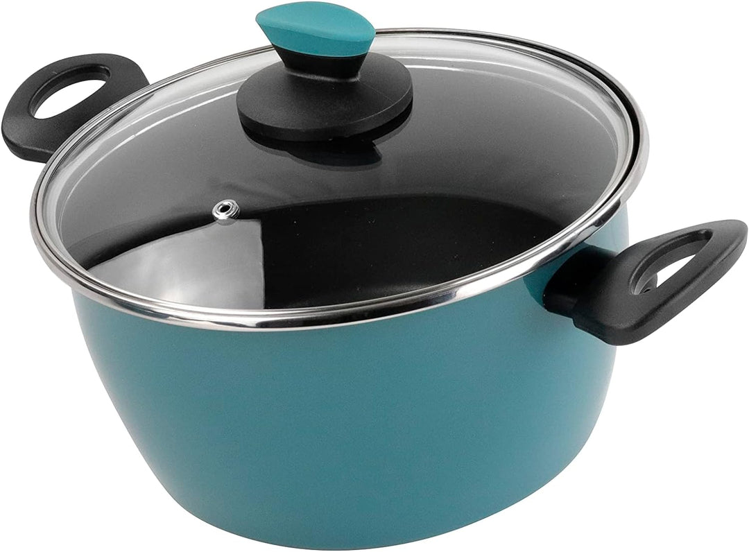 Magefesa Lotus Kochtopf, 20 cm, aus emailliertem Stahl, aussen, blau, antihaftbeschichtet, zweilagig
