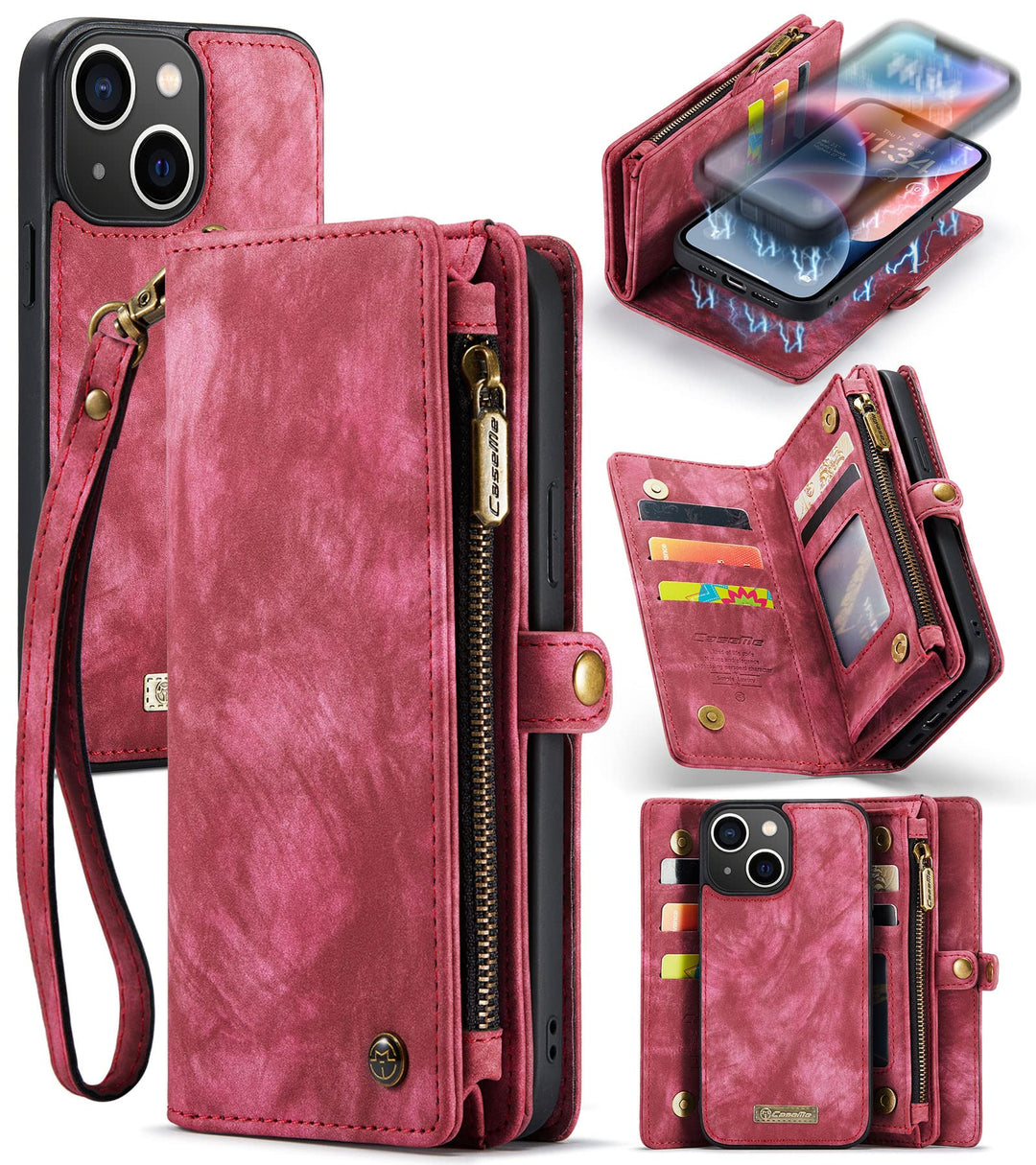 UFinetech iPhone 14 Hülle, Flip Leder TPU Stossfeste Kartenfach Tasche Handyhülle iPhone 14 (6,1 Zol