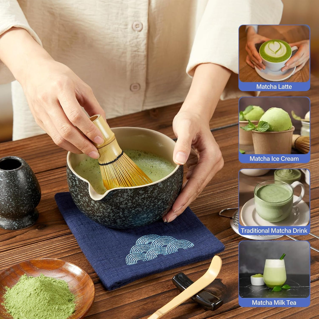 Matcha Tee Set – Japanisches Ceremonial Matcha Zubereitungsset | mit Bambus Chasen, Chashaku Löffel,