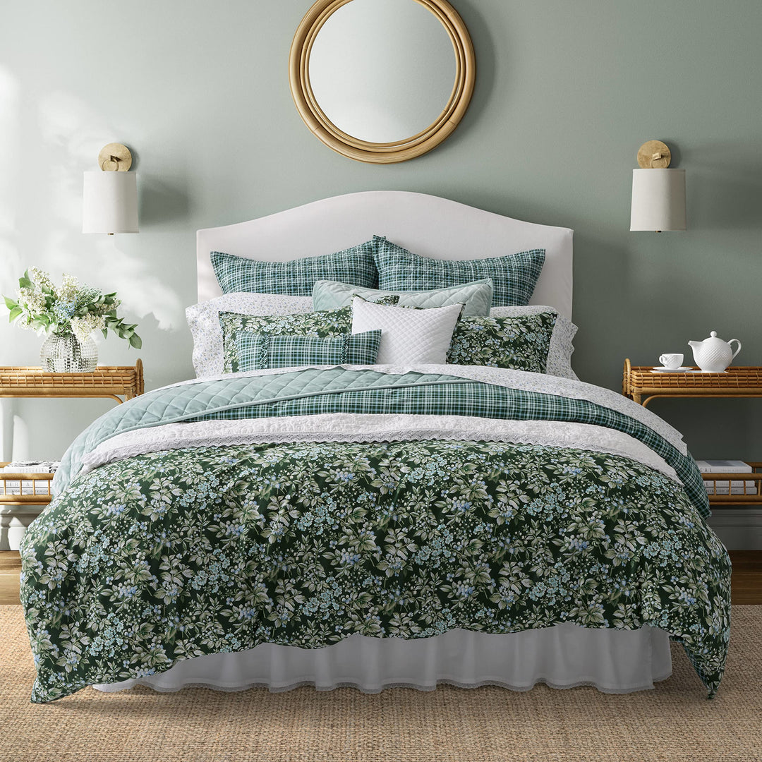 Laura Ashley - Queensize-Bettbezug-Set, wendbares Baumwoll-Bettwäsche-Set, inklusive passendem Kisse