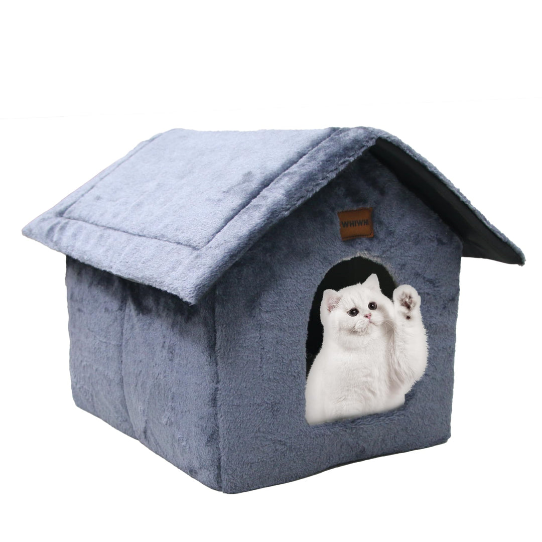 Plüsch Katzenhaus Katzenhöhlenbett mit Flauschiges Katzenkissen Tragbare Katzenhütte mit Rutschfeste
