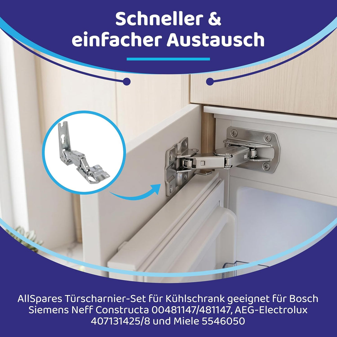 AllSpares Türscharnier-Set für Kühlschrank geeignet für Bosch Siemens Neff Quelle Constructa Balay K