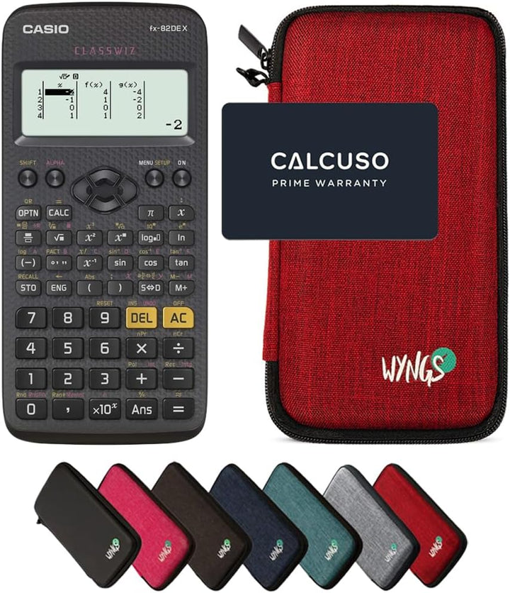 CALCUSO Sparpaket: Casio FX-82DE X technisch-wissenschaftlicher Taschenrechner + WYNGS Schutztasche