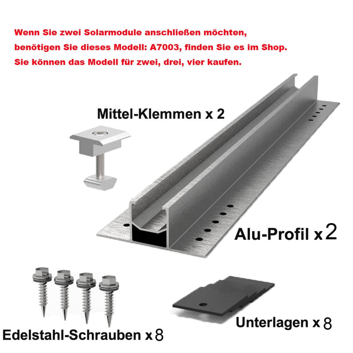Solarmodul Halterung, Solarpanel Alu Befestigungssystem Trapezblech Photovoltaik Befestigungsschiene