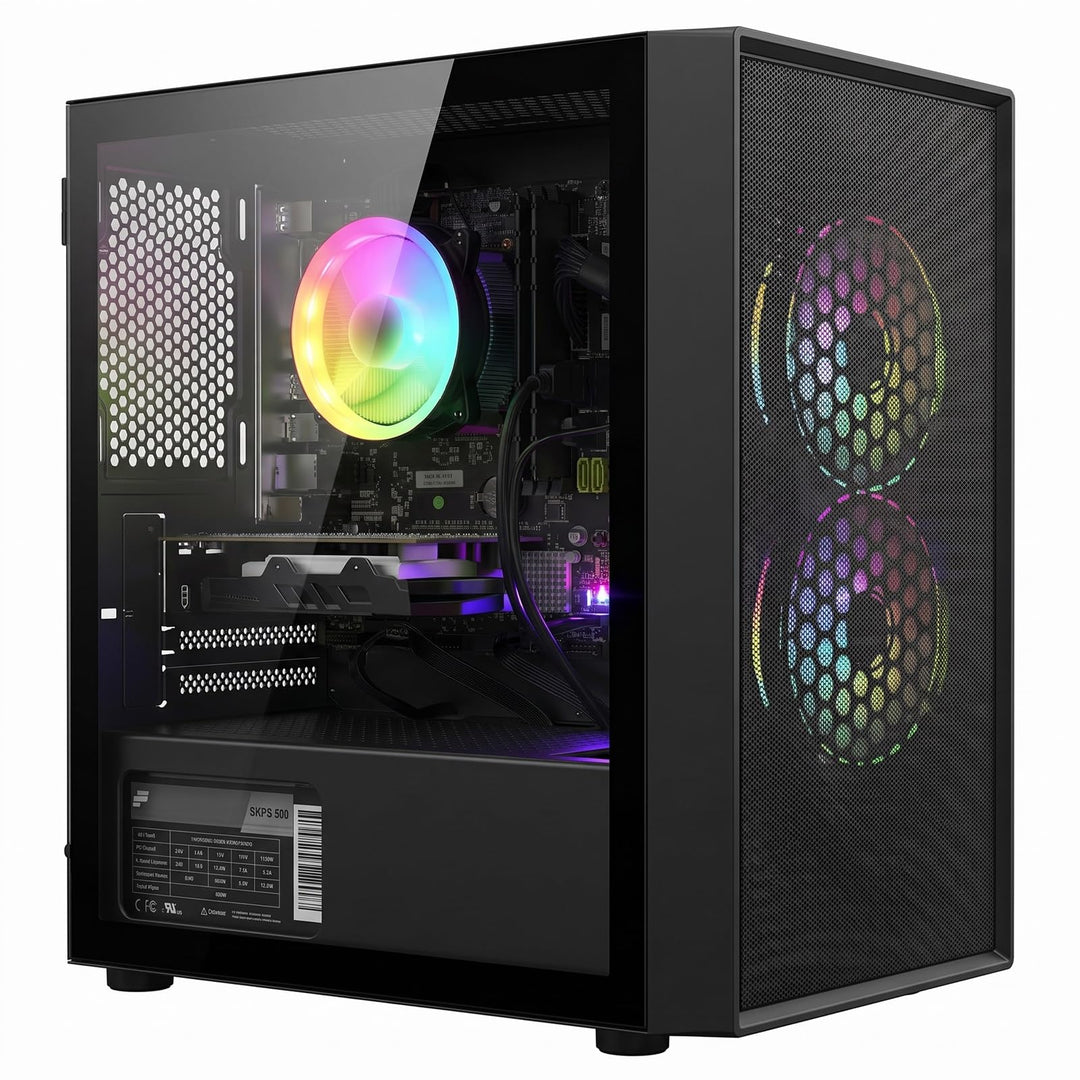 STGsivir- Gaming PC-RX 550 4G GDDR5, Core i5 3.3-3.7GHz-16G RAM, 512G SSD, 600 M WLAN, BT 5.0, RGB L