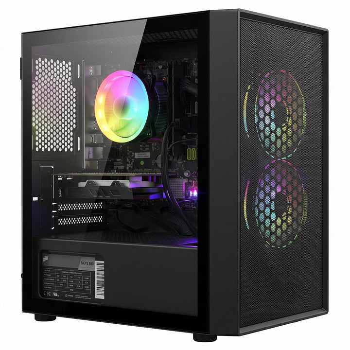 STGsivir- Gaming PC-RX 550 4G GDDR5, Core i5 3.3-3.7GHz-16G RAM, 512G SSD, 600 M WLAN, BT 5.0, RGB L