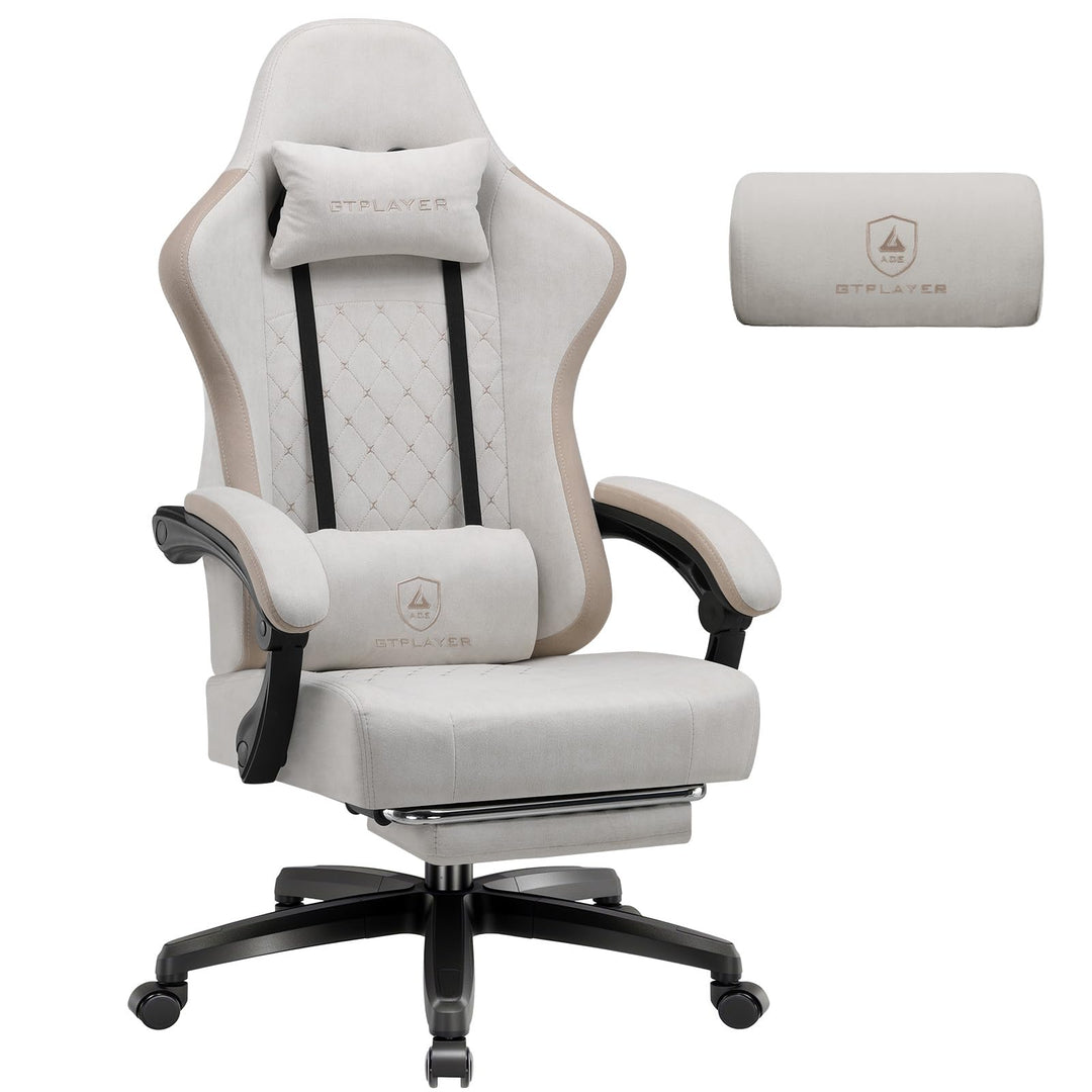GTPLAYER Gaming Stuhl Stoff, Gaming Sessel mit Taschenfederkissen, ergonomischer Drehstuhl, Gamer St
