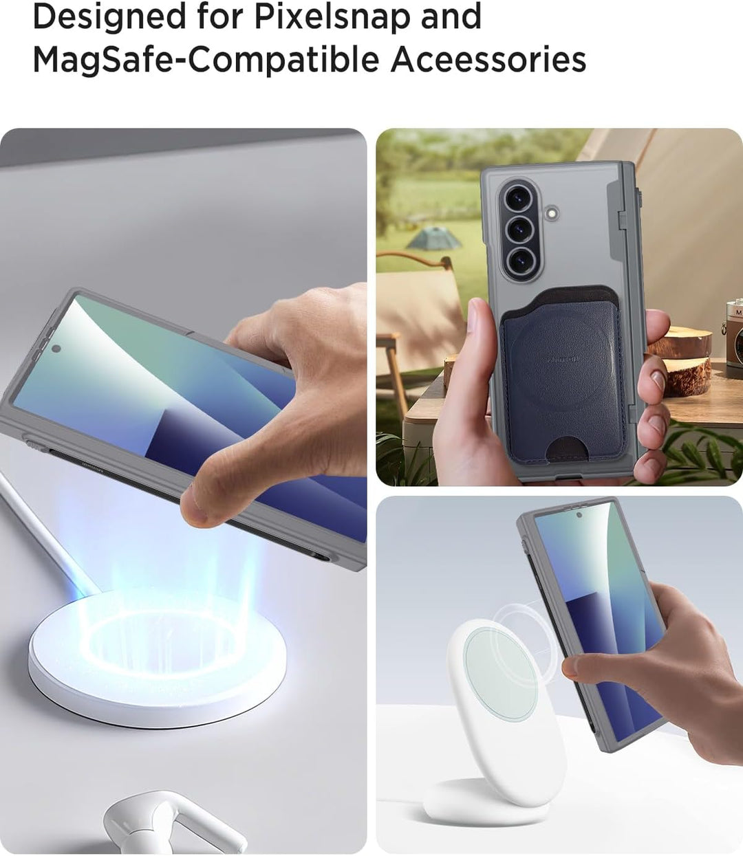 Miimall Kompatibel mit Samsung Galaxy Z Fold 7 Hülle mit Magnet & Stift, HD Displayschutz & Scharnie
