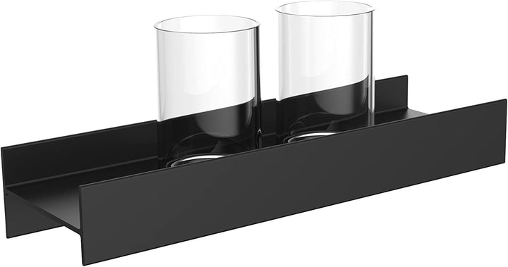 EMCO Aura Relingsystem zur Wandmontage, Ablagefläche mit 2 Kristallgläsern, hochwertiger Glashalter