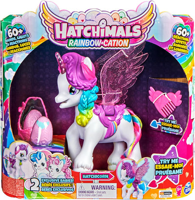 Hatchimals Interaktives Einhorn mit beweglichen Flügeln und über 60 Licht- Soundeffekten, schwarz