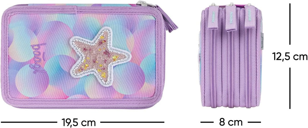 Baagl 3 Fach Federmäppchen Mädchen, Schulmäppchen für Schreibwaren, Schulsachen Federtasche, Federma