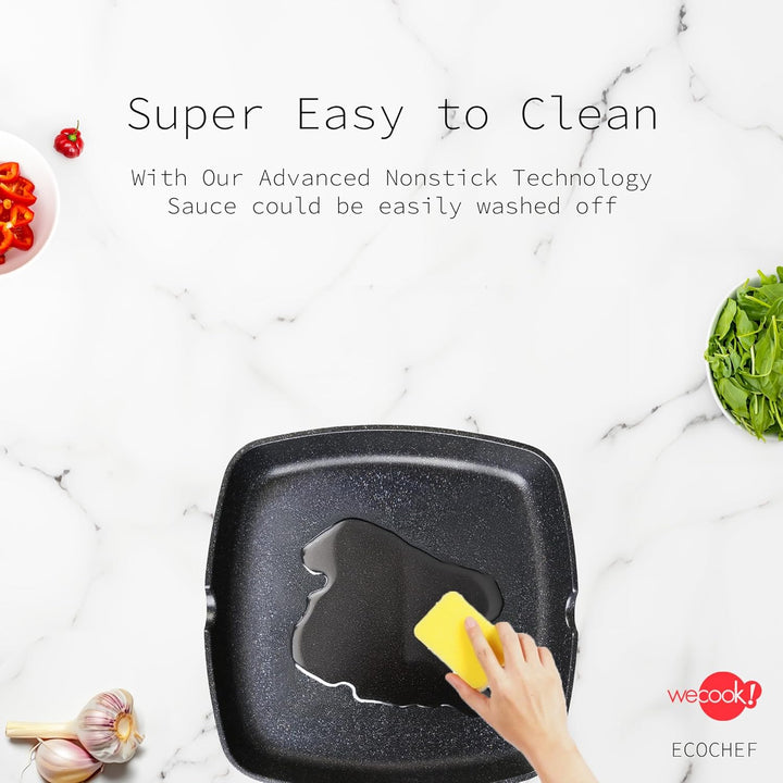 WECOOK! Ecochef Titan Grillpfann Induktion Glatter, 20 x 20 cm, Antihaftbeschichtung QUANTANIUM Ökol