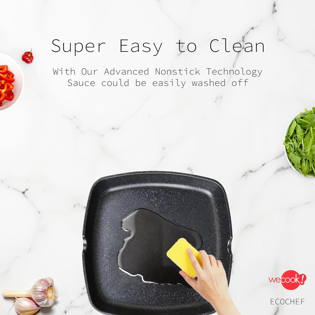 WECOOK! Ecochef Titan Grillpfann Induktion Glatter, 20 x 20 cm, Antihaftbeschichtung QUANTANIUM Ökol