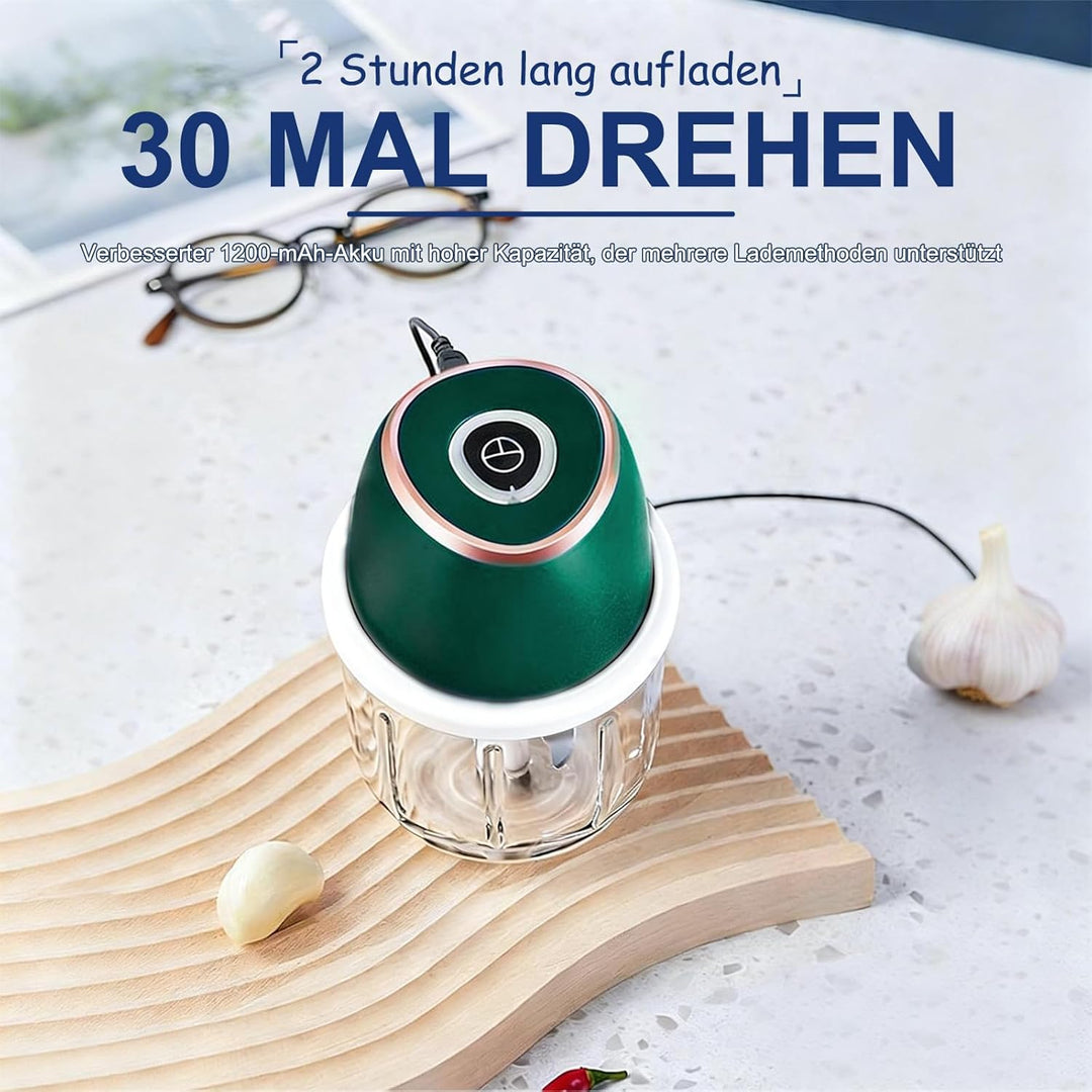 Zwiebel Zerkleinerer, Zerkleinerer Küche,350 ml,6 Edelstahlklingen,Mit Typ-C-Ladekabel für die heimi