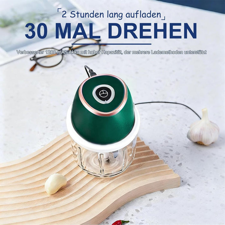 Zwiebel Zerkleinerer, Zerkleinerer Küche,350 ml,6 Edelstahlklingen,Mit Typ-C-Ladekabel für die heimi