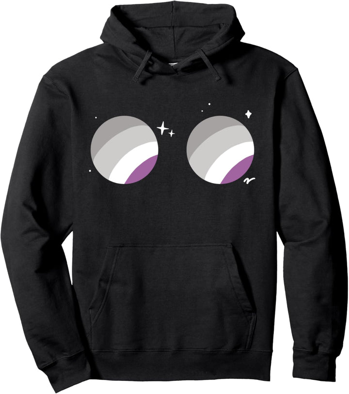 Asexual Planet Boobs LGBTQ Ace Pride Flag Space Aesthetic Pullover Hoodie